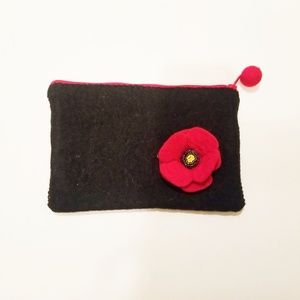 Black Flower Cosmetic Bag